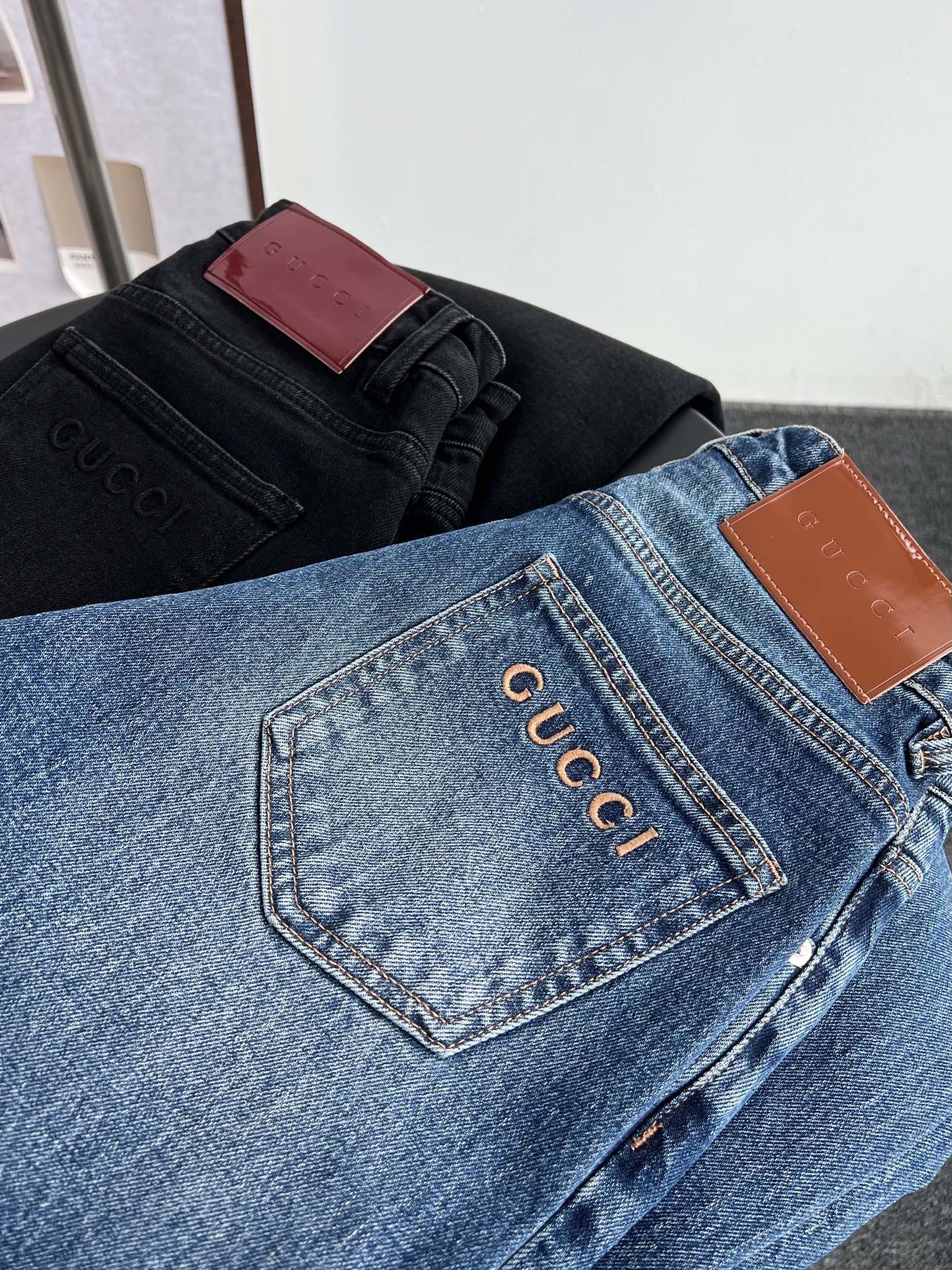 Logo Embroidered Straight Leg Jeans in Black Grey/Blue 8 i1759658923303 3433 0 6