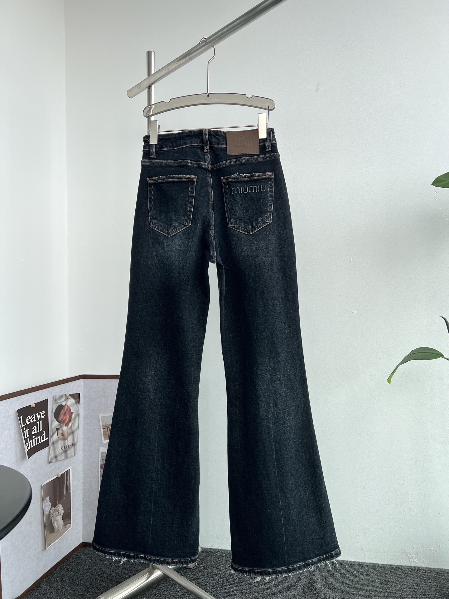 Miu Miu Vintage High-Waisted Flare Jeans, Gray-Blue Wash, Logo Detail 5 i1759659244690 7319 0 3