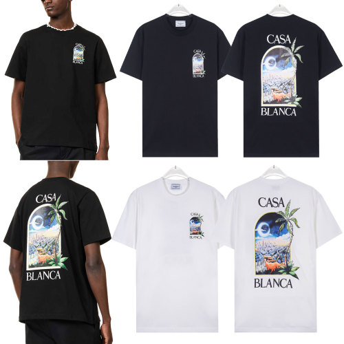 Casablanca Men's Graphic Print Short Sleeve T-Shirt, Stylish Cotton Tee 1 Casablanca Men's Graphic Print Short Sleeve T-Shirt, Stylish Cotton Tee
