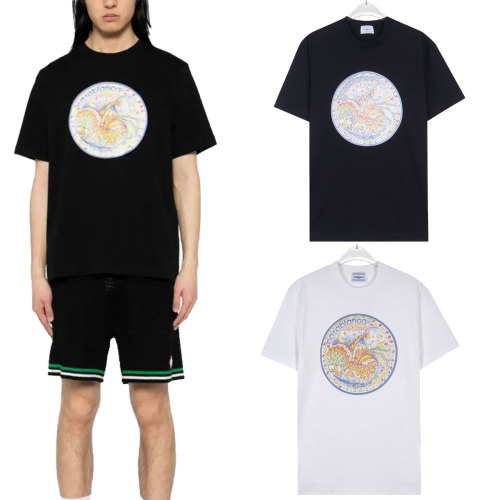 Casablanca Men's Logo Print Short Sleeve T-Shirt, Casual Cotton Tee
