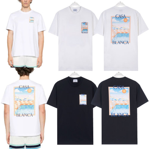 Casablanca Men's 260G Double Yarn Cotton Graphic Print Short Sleeve T-Shirt 1 Casablanca Men's 260G Double Yarn Cotton Graphic Print Short Sleeve T-Shirt