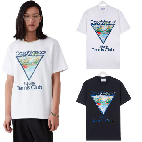Casablanca St. Barth Tennis Club Logo Print Short Sleeve T-Shirt, Classic Fit 1 Casablanca St. Barth Tennis Club Logo Print Short Sleeve T-Shirt, Classic Fit