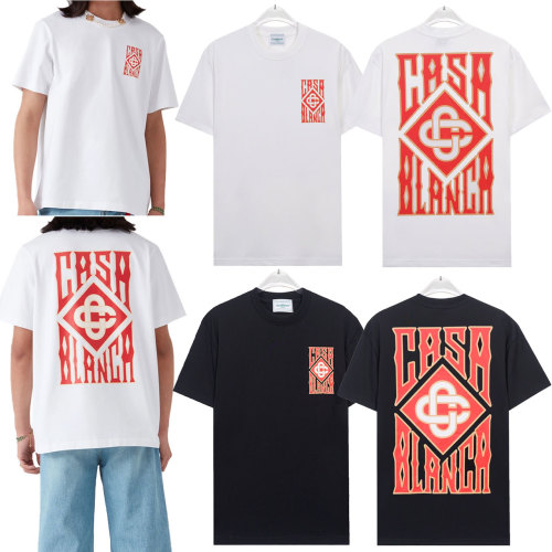 Casablanca Men's Graphic Print Crewneck T-Shirt | Cotton Short Sleeve Tee 1 Casablanca Men's Graphic Print Crewneck T-Shirt | Cotton Short Sleeve Tee