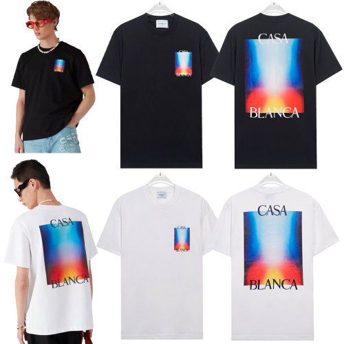 Casablanca Men's Crewneck T-Shirt with Front and Back Logo Print 1 Casablanca Men's Crewneck T-Shirt with Front and Back Logo Print