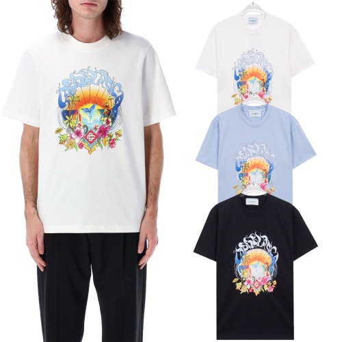 Casablanca Men's Gradient Floral Logo Print Short Sleeve T-Shirt