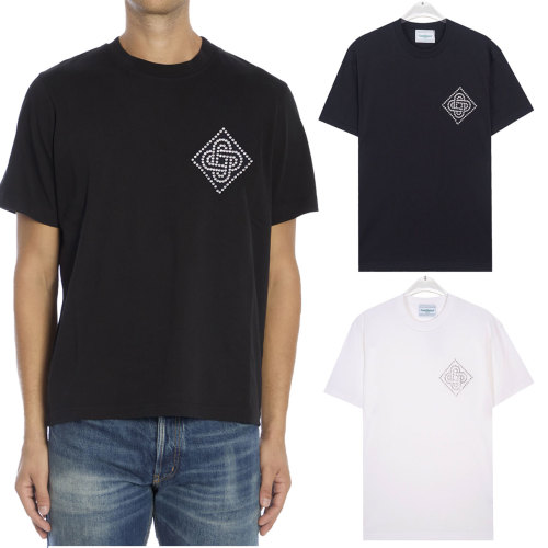 Casablanca Men's Short Sleeve T-Shirt with Rhinestone Logo - Spring/Summer 1 Casablanca Men's Short Sleeve T-Shirt with Rhinestone Logo - Spring/Summer