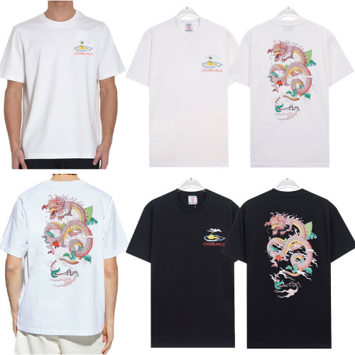 Casablanca Men's Short Sleeve T-Shirt with Dragon Print - Spring/Summer 1 Casablanca Men's Short Sleeve T-Shirt with Dragon Print - Spring/Summer