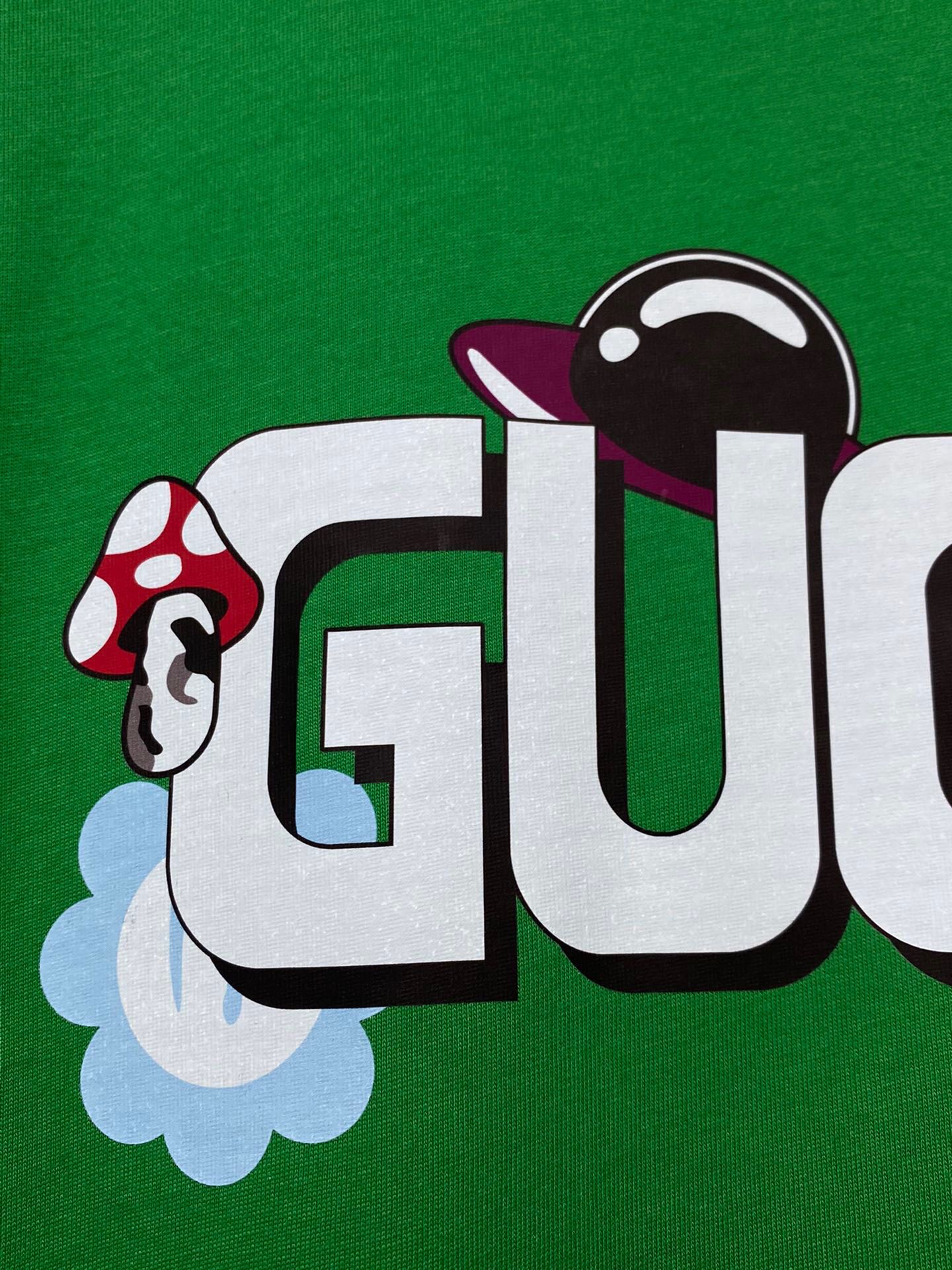 独家首发高端原单品质GU*CI24新款印花卡通搞怪蘑菇花朵logo字母绿T恤短袖印花可爱帅气又时髦的调调