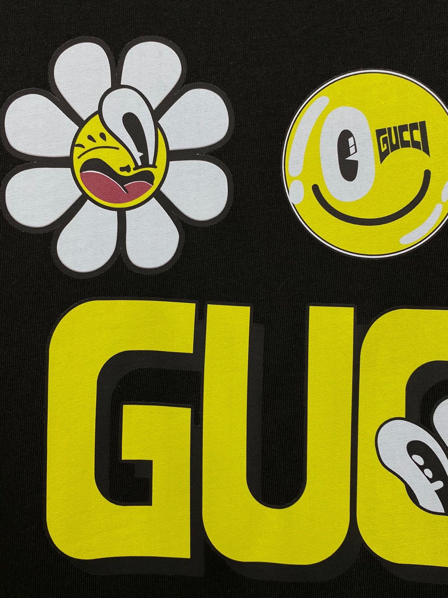 独家首发高端原单品质GU*CI24新款印花卡通花朵笑脸logo字母T恤短袖印花可爱帅气又时髦的调调！进口