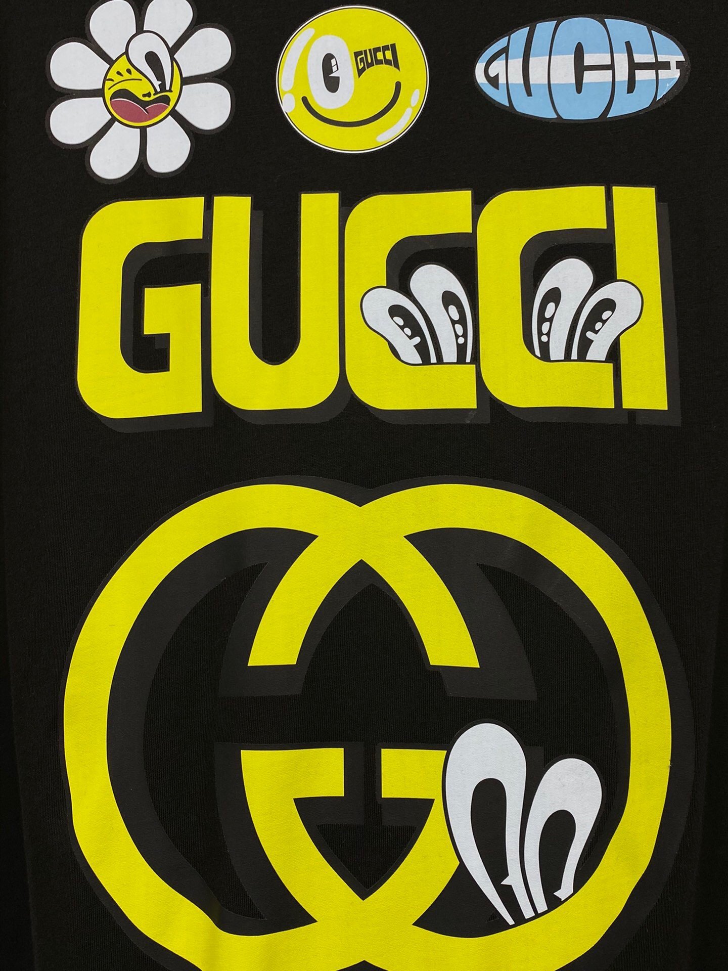 独家首发高端原单品质GU*CI24新款印花卡通花朵笑脸logo字母T恤短袖印花可爱帅气又时髦的调调！进口