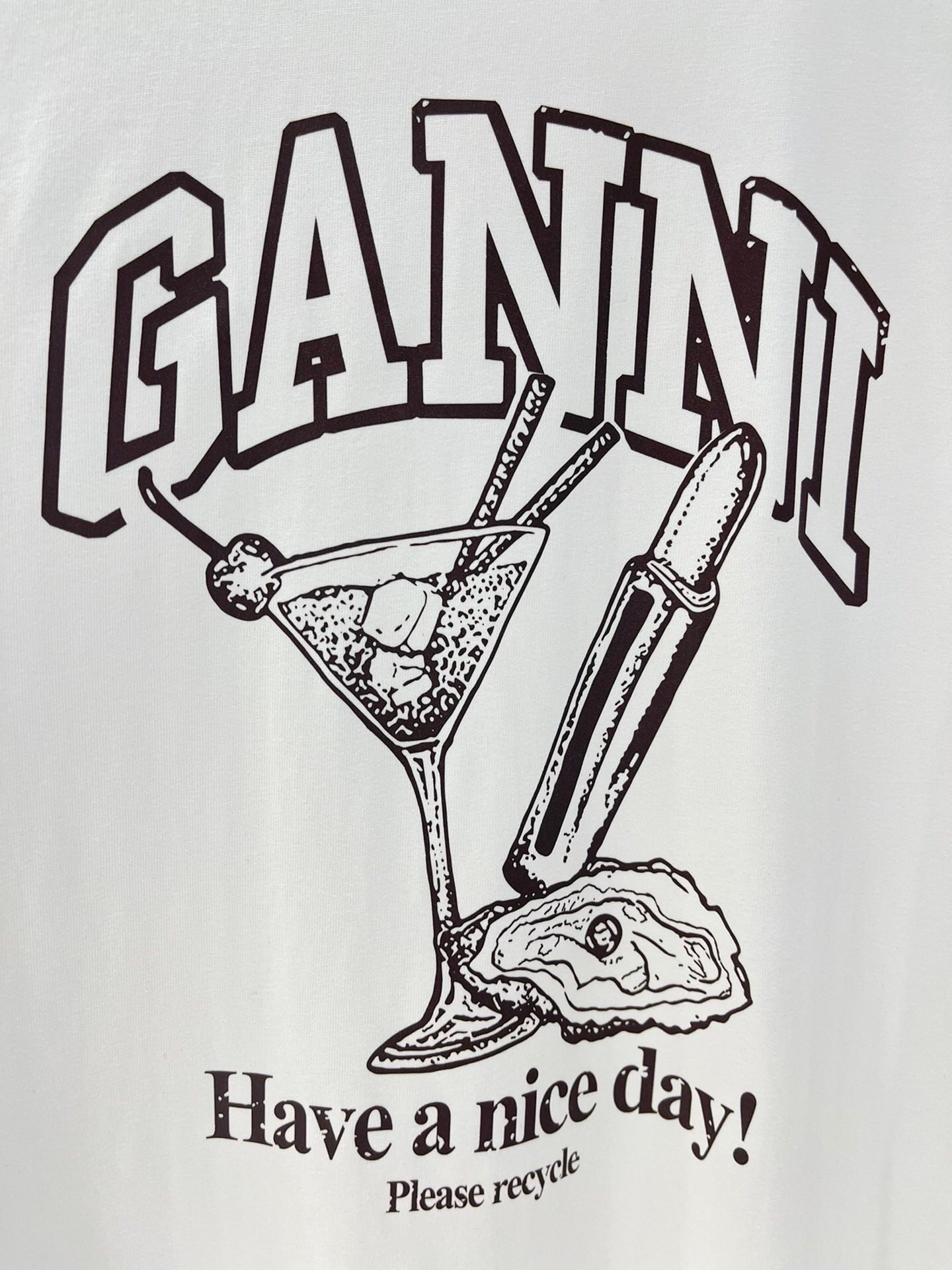 独家首发高端原单品质GAN*I24/新款印花胸前鸡尾酒logo字母图案短袖T恤低调高级经典版型上身巨显瘦