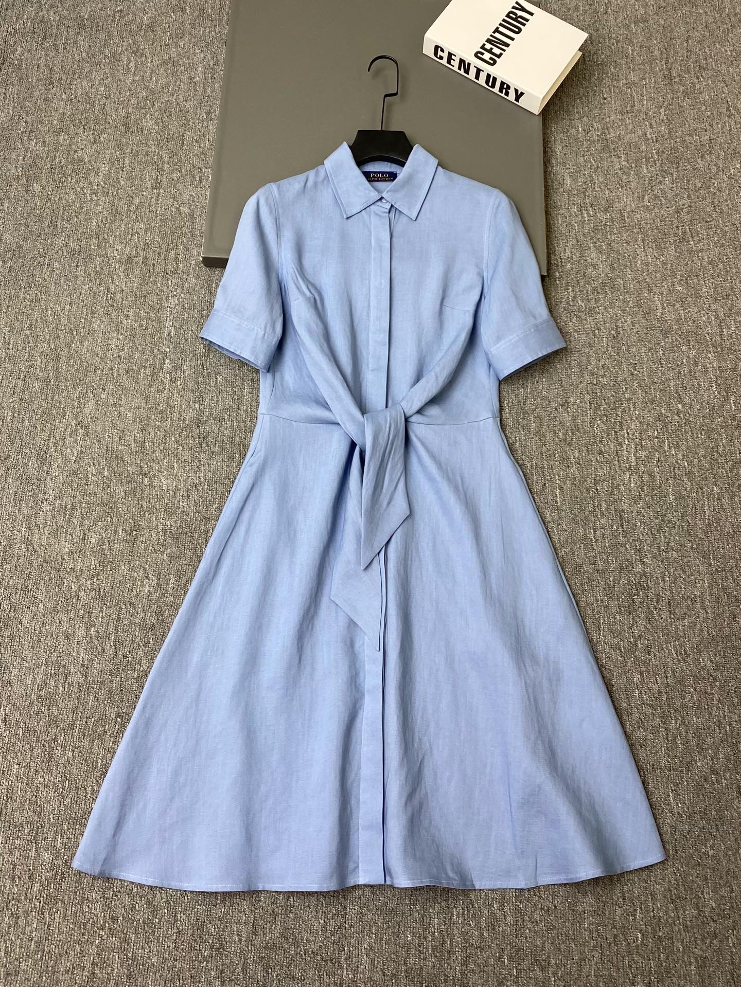 NO:820871,Exclusive first release of original quality Ralph Laur*n 26/spring and summer new lace-up linen dress!  Shirt-style design + lapel short sleeves, adjustable waist strap, elegant and figure-flattering!  Pink/white/blue SML, women's clothing, loro piana, skirts, shirts, T-shirt,19860909独家首发原单品质 Ralph Laur*n 26/春夏新款系带亚麻连衣裙！衬衫式设计+翻领短袖,腰部系带可调节,优雅又显身材！粉色/白色/蓝色SML,女装,loro piana,skirts,shirts,T-shirt,,Women's clothing