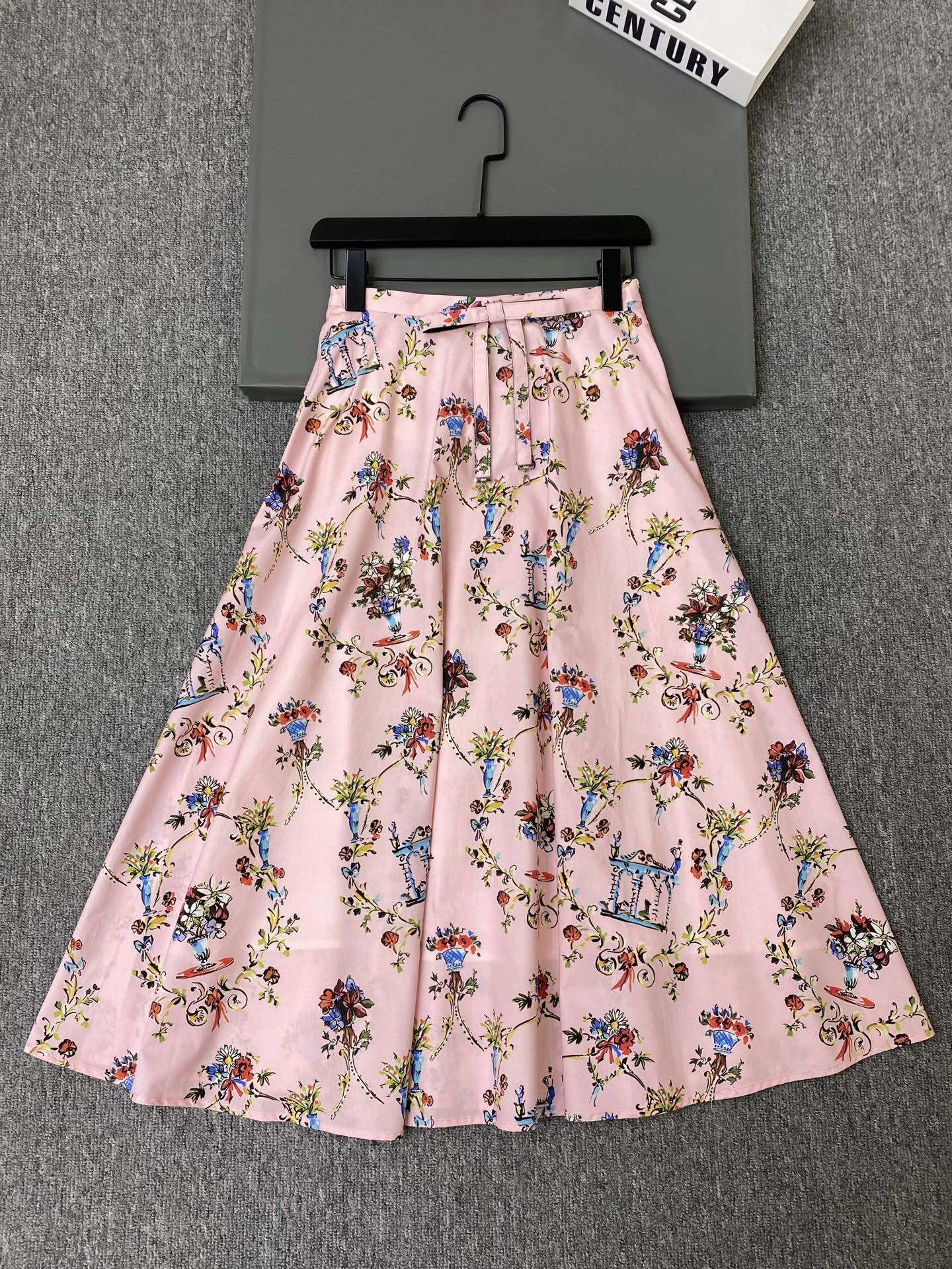 NO:888013,Exclusive first release of original quality Di*r 26/new pink retro printed skirt!  High-waisted A-line skirt with floral + birdcage elements, full of French romantic atmosphere ~ SML, Dior-clothing, dior, skirts,19860909独家首发原单品质 Di*r 26/新款粉色复古印花半身裙！高腰A字版型裙身花卉+鸟笼元素,法式浪漫氛围感拉满～SML,迪奥-服装,dior,skirts,,Women's clothing