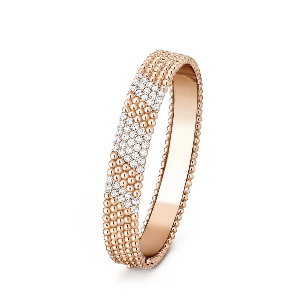 Van Cleef Arpels Perlee bracelet 18K white gold with diamonds 18K rose gold with diamonds 17cm