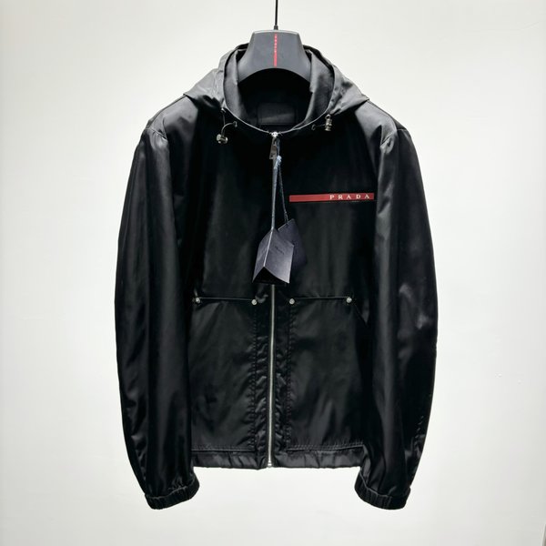 Online Prada New Clothing Coats & Jackets Red Silver Men Nylon Plastic Spring/Summer Collection Re-Nylon Hooded Top
