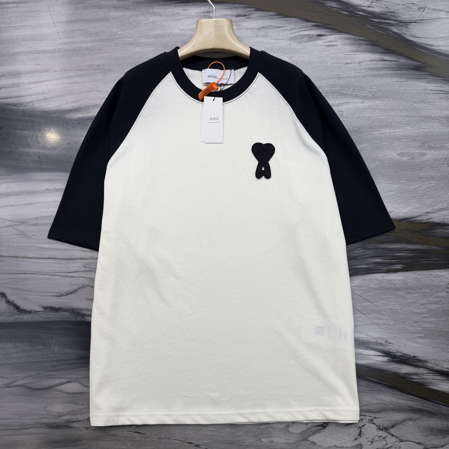 아미 코마 코튼 컬러블록 반팔 티셔츠 114236 이미지 4