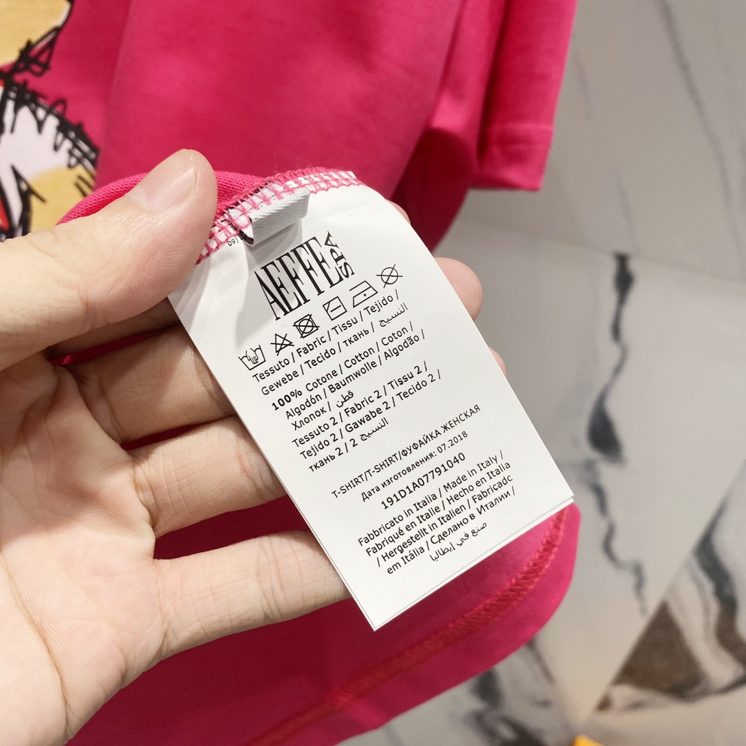 High-Quality OSCHINO Moscino Short Sleeve T-shirt with Bear Logo Stamp - 图片 9