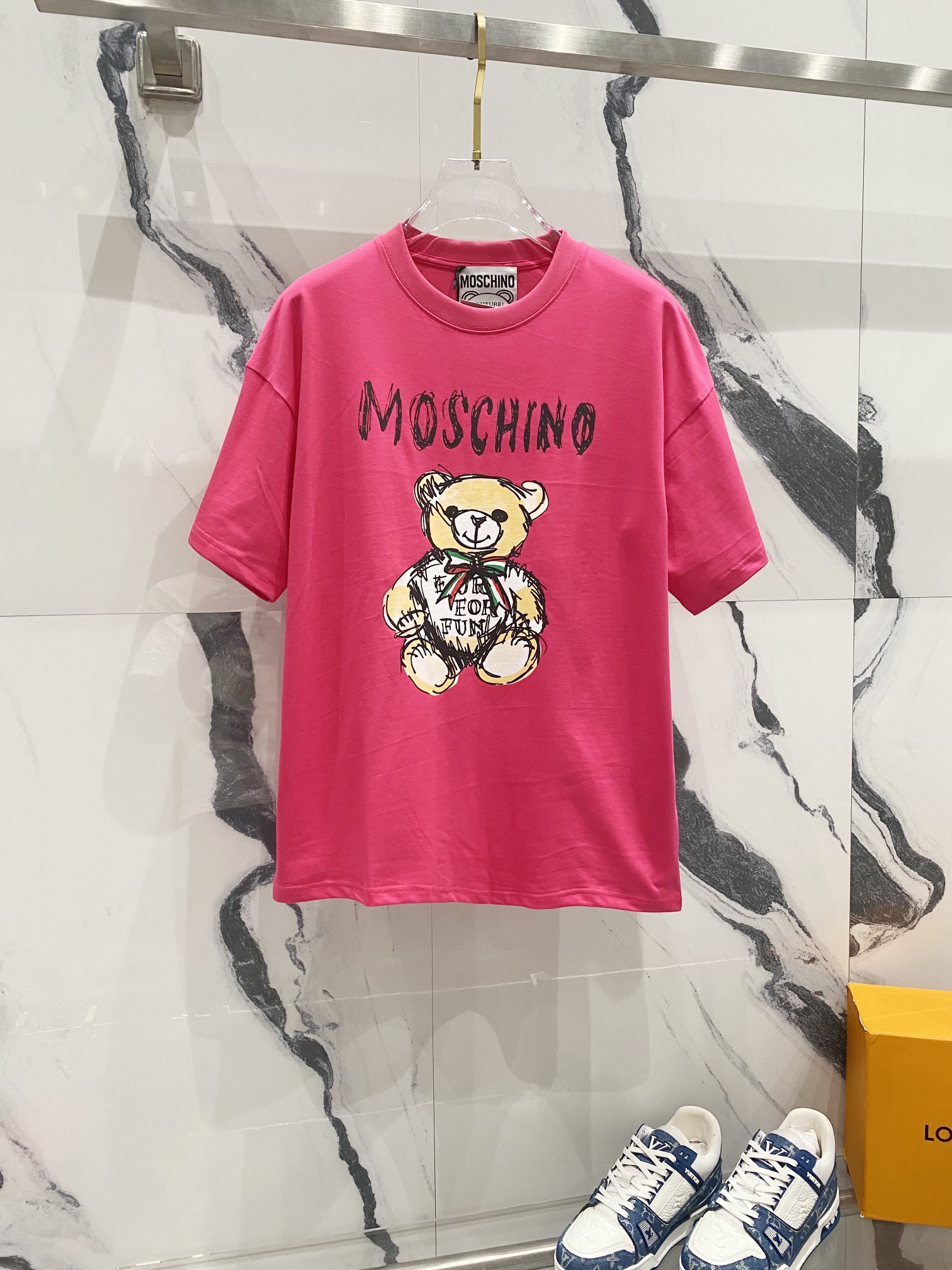 High-Quality OSCHINO Moscino Short Sleeve T-shirt with Bear Logo Stamp