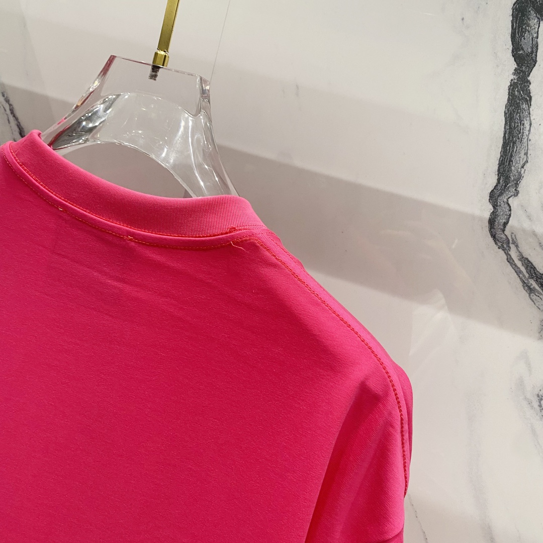 High-Quality OSCHINO Moscino Short Sleeve T-shirt with Bear Logo Stamp - 图片 4