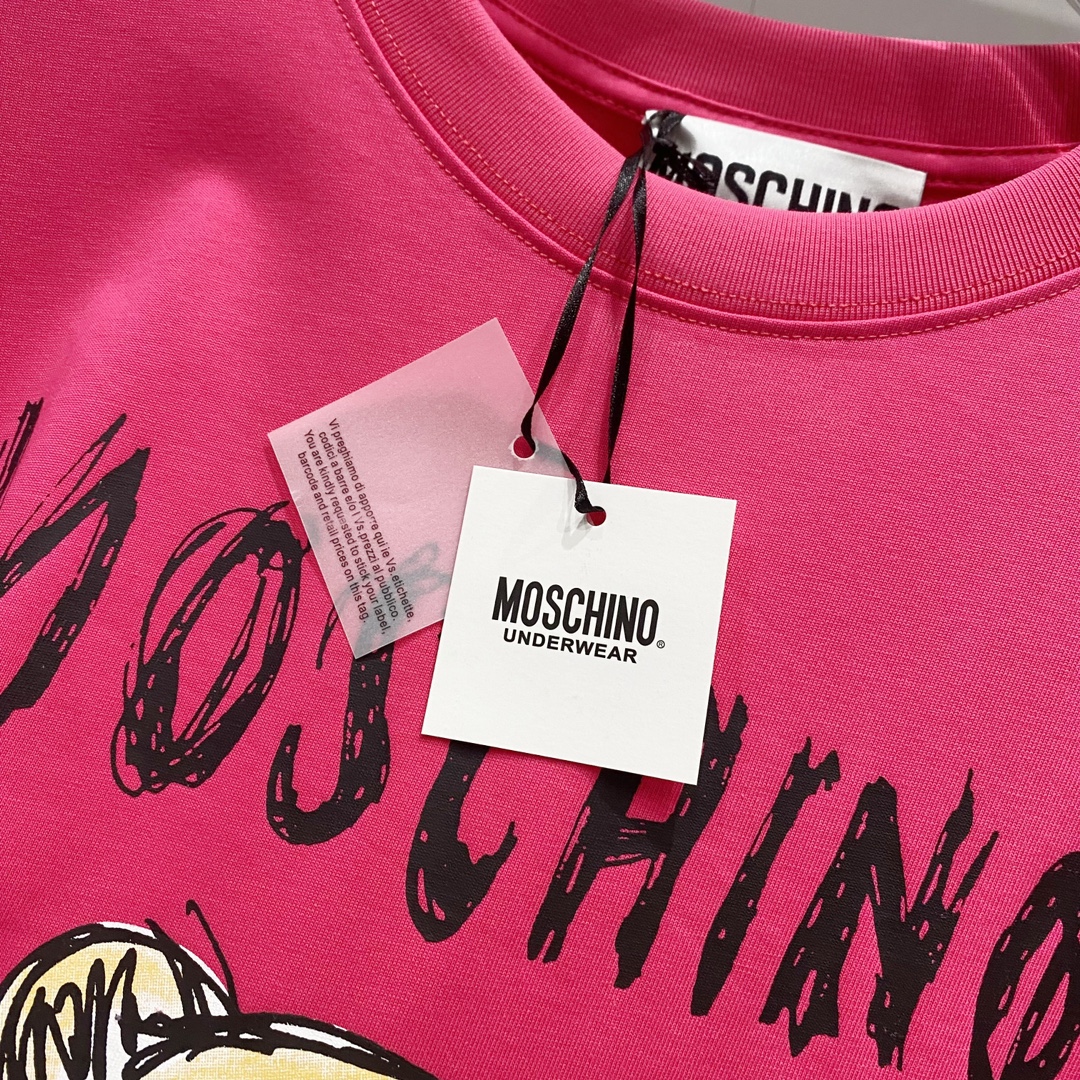 High-Quality OSCHINO Moscino Short Sleeve T-shirt with Bear Logo Stamp - 图片 5