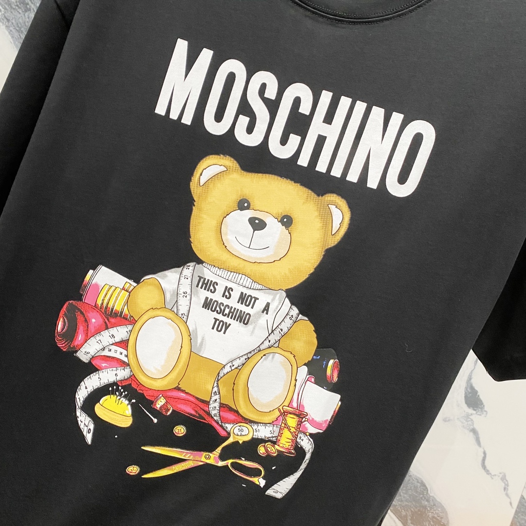 High-Quality Moschino Bear Logo T-Shirt in Black and White, Sizes XS-L - 图片 5