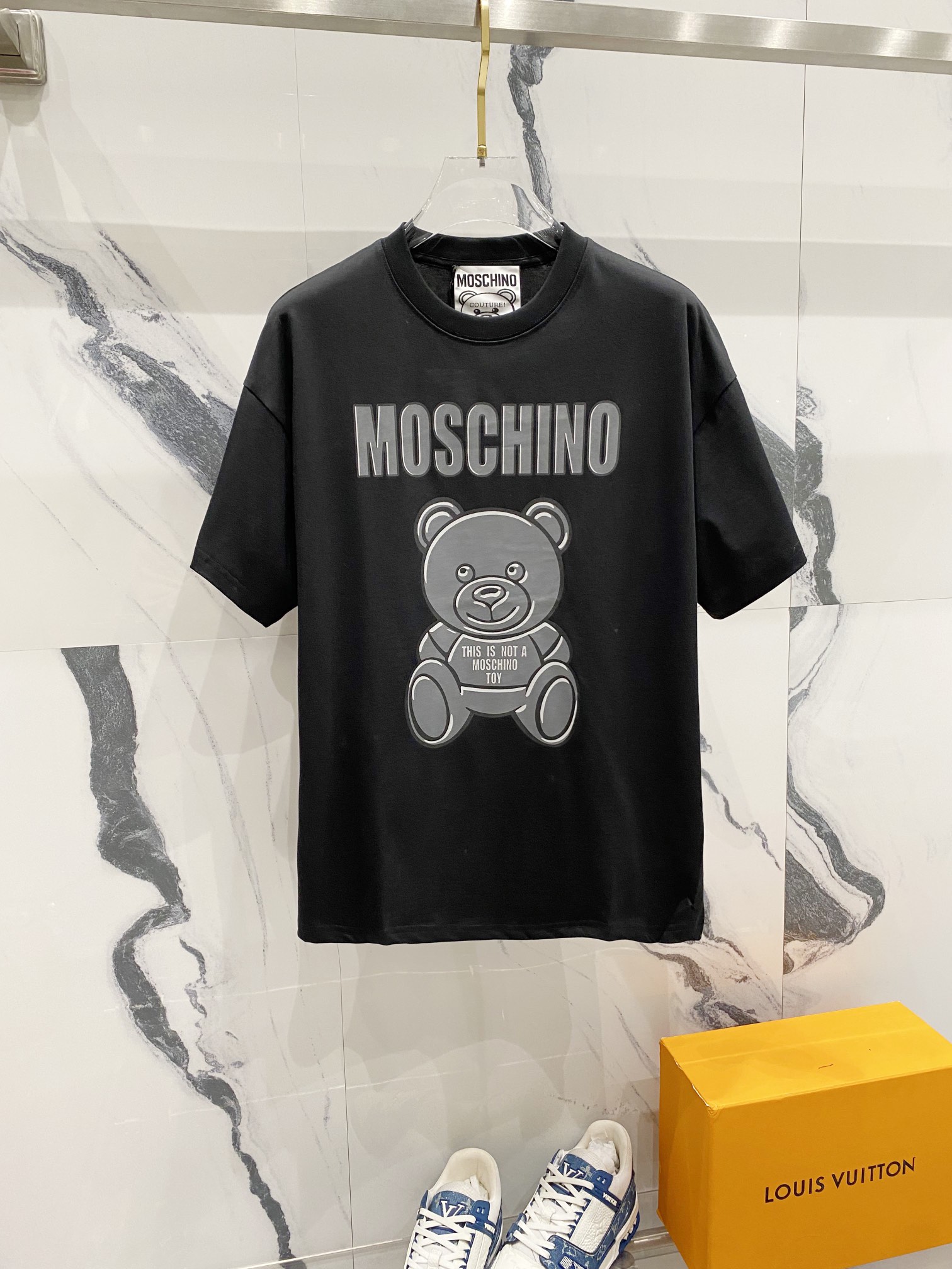 High-Quality Moschino Grey Bear T-Shirt in 260g Fabric with Fashion Personality