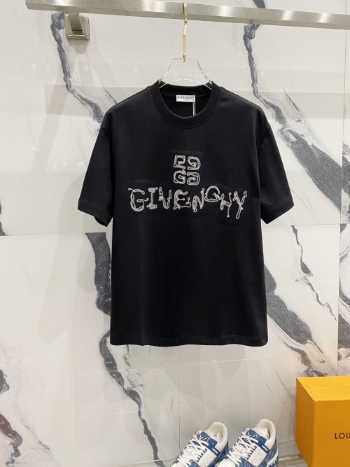 Givenchy Distorted Logo Cotton T-Shirt - Short Sleeve, Crew Neck 1 Givenchy Distorted Logo Cotton T-Shirt - Short Sleeve, Crew Neck