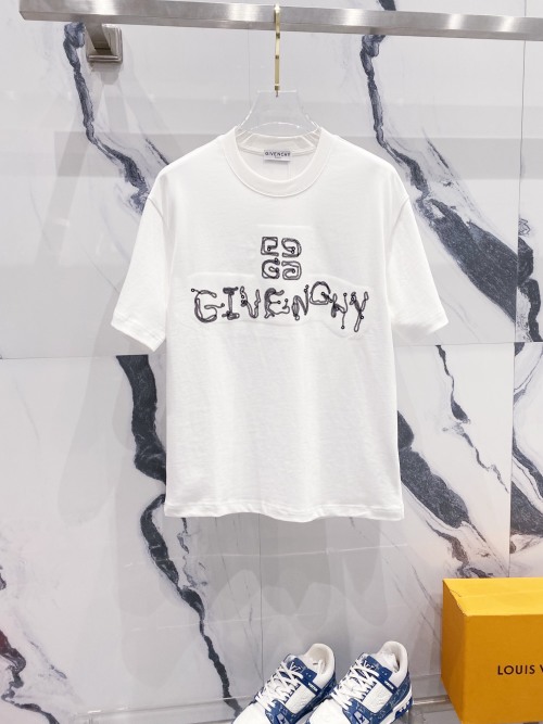 Givenchy Men's Crewneck T-Shirt with Distorted Logo Embroidery - Stylish & Trendy