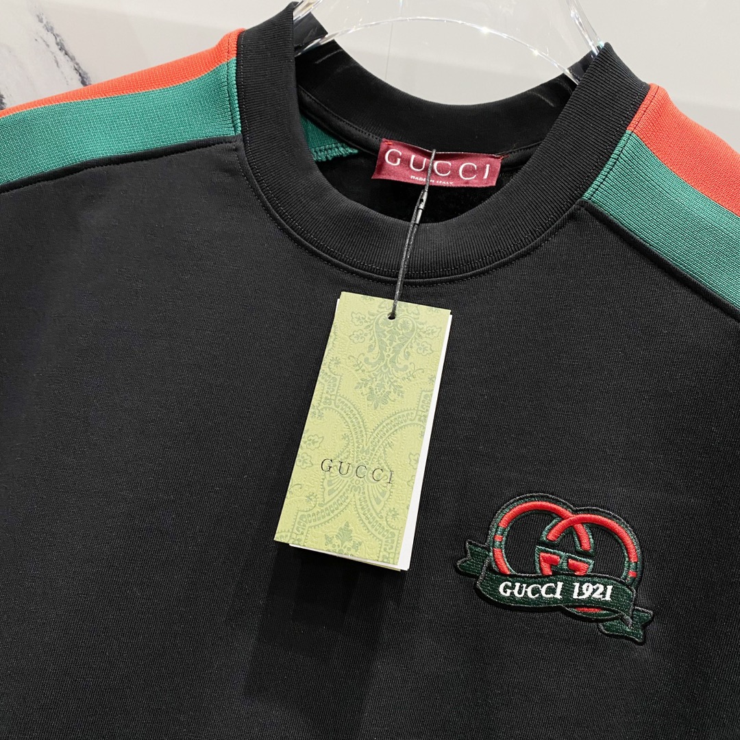 High-Quality GucCI T-Shirt Replica with 1921 Logo and Water Wash Finish - 图片 6