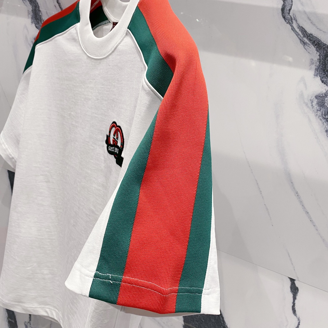 High-Quality GucCI T-Shirt Replica with 1921 Logo Embroidery, 320g, Black/White, S-XL. - 图片 7