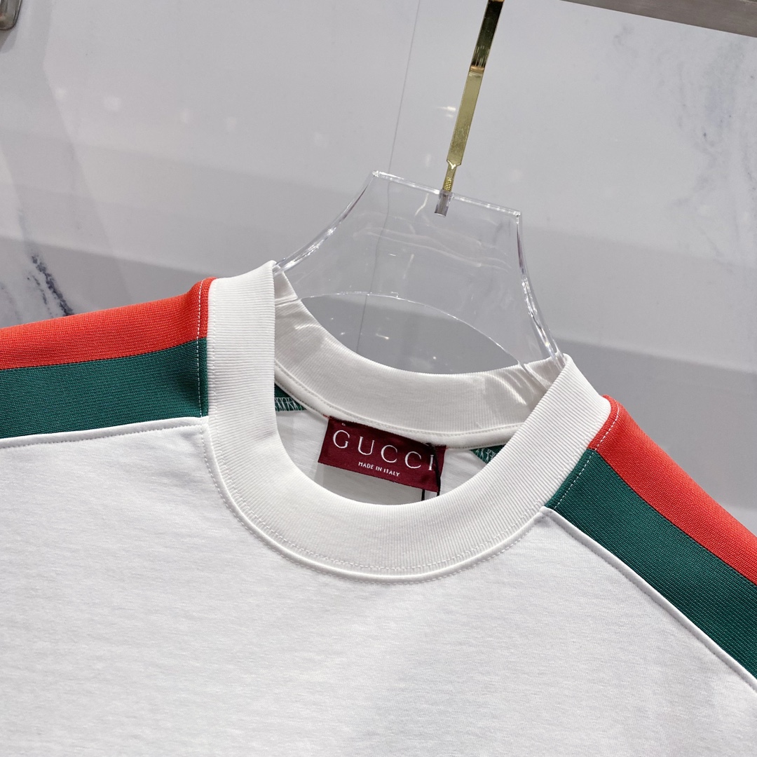 High-Quality GucCI T-Shirt Replica with 1921 Logo Embroidery, 320g, Black/White, S-XL. - 图片 6
