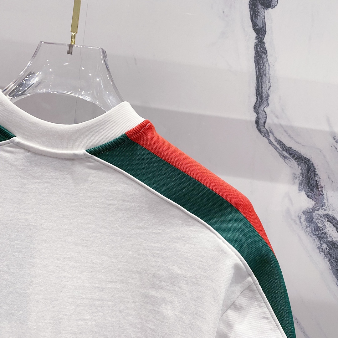 High-Quality GucCI T-Shirt Replica with 1921 Logo Embroidery, 320g, Black/White, S-XL. - 图片 4