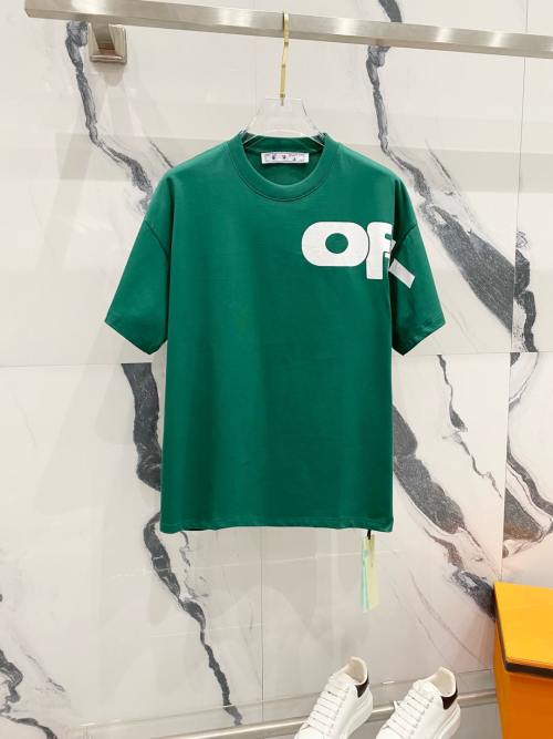 Off-White 260G Crew Neck Short Sleeve T-Shirt with Creative Logo Print