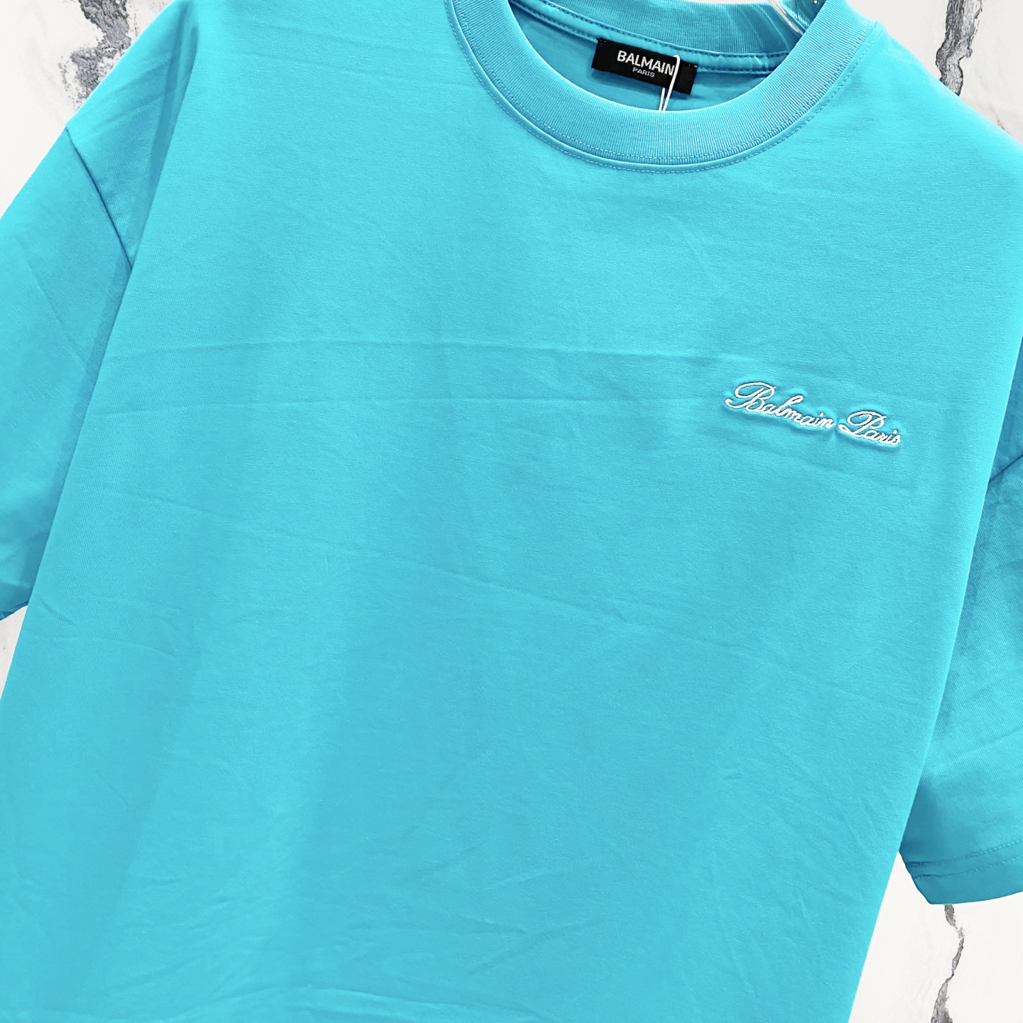 Balmain Short Sleeve T-Shirt: High-Quality Fashion with Logo Embroidery - 图片 9