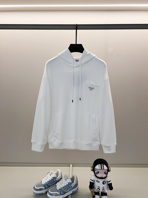 Prada Cotton Hoodie with Triangle Logo Patch, Casual Pullover Sweatshirt 1 Prada Cotton Hoodie with Triangle Logo Patch, Casual Pullover Sweatshirt