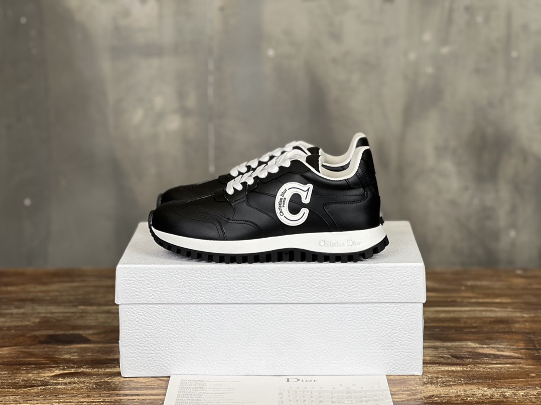 Dior Shoes Sneakers Brand Designer Replica
 Black White Unisex Women Men Cowhide Rubber Fashion Casual