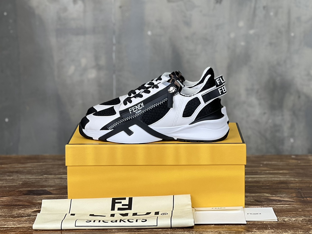 Fendi Top
 Shoes Sneakers Beige Black Blue Grey White Men Chamois Rubber TPU Casual