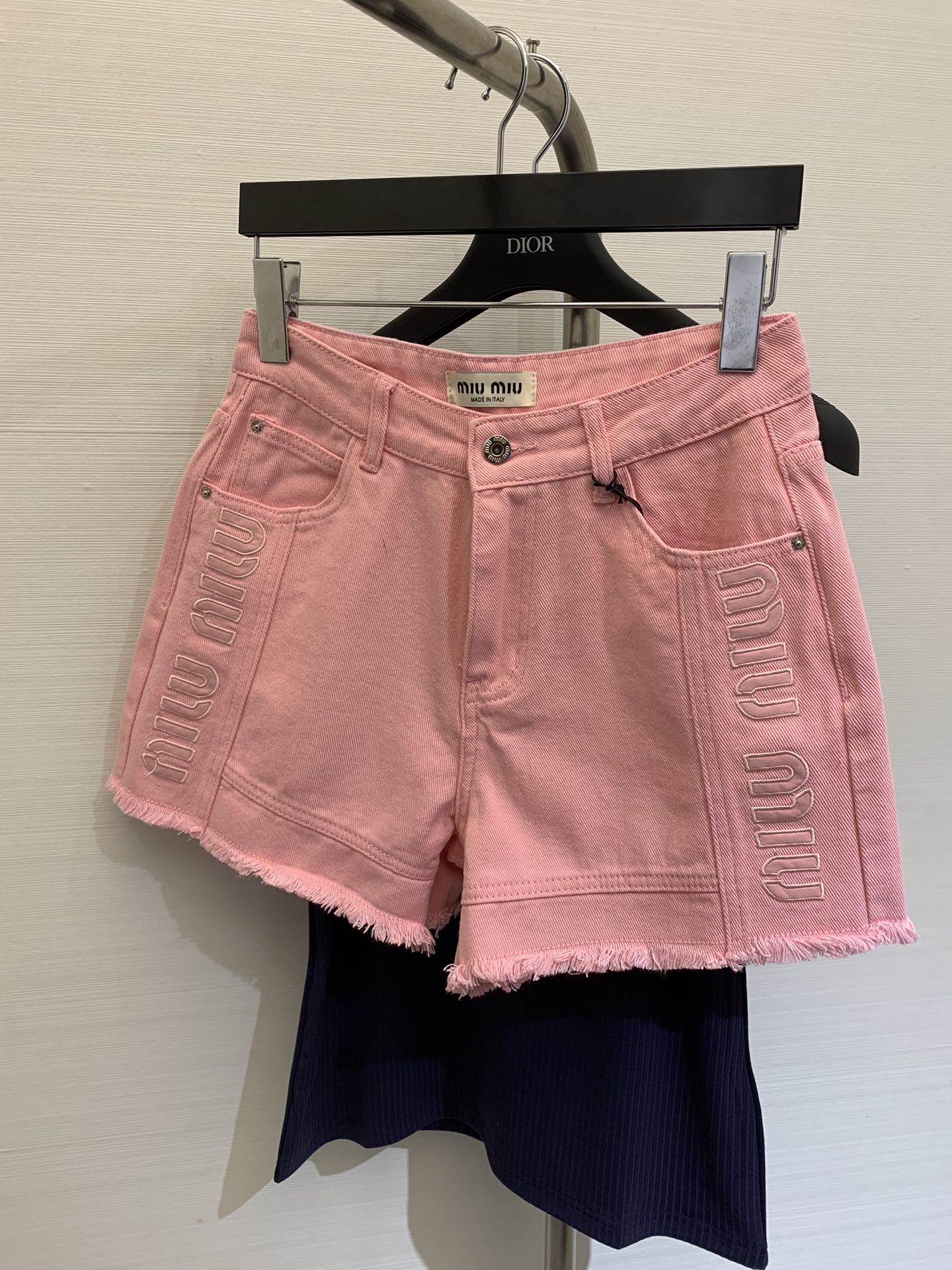 MiuMiu Store
 Clothing Jeans Shorts Pink Embroidery Summer Collection Fashion