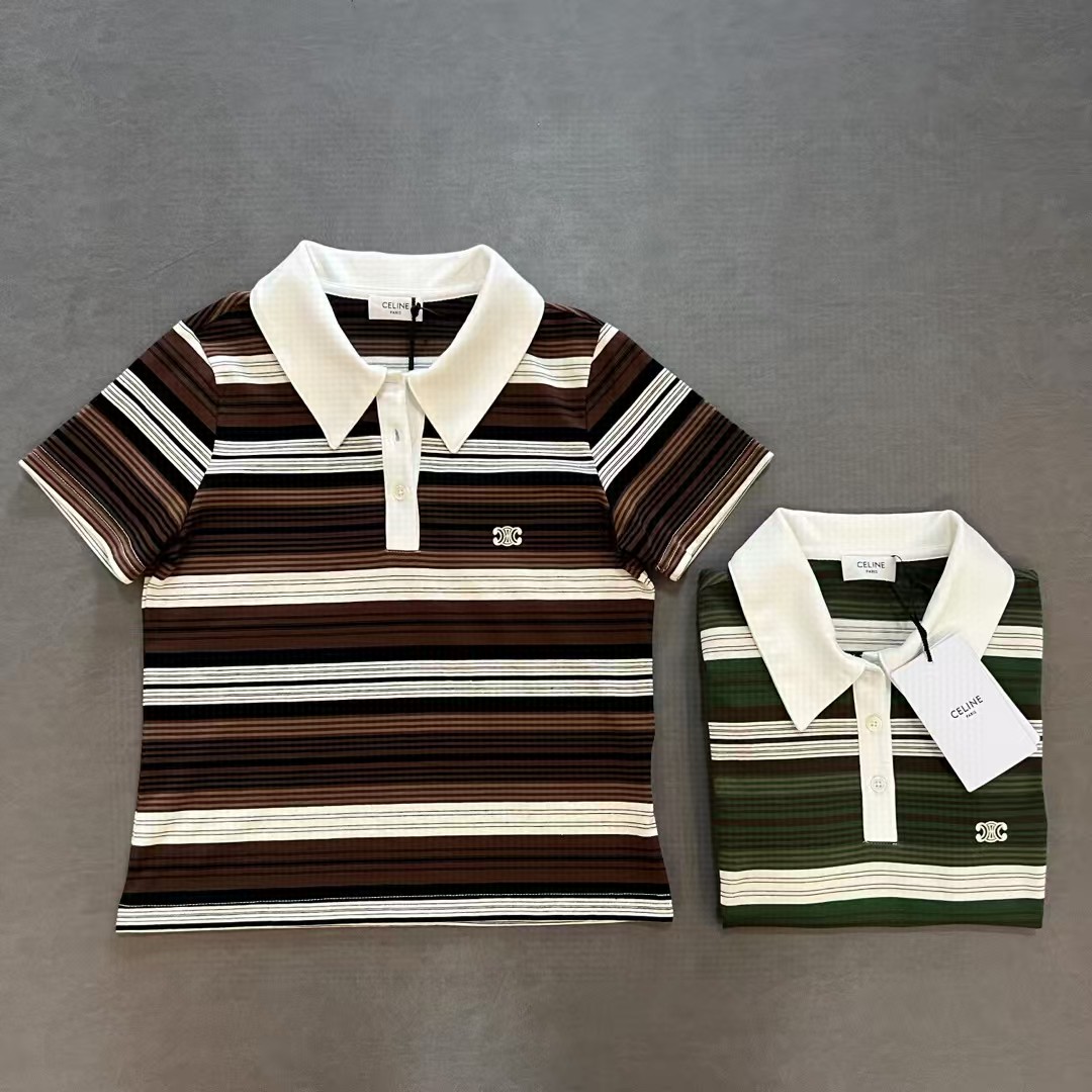 NO:326246,New early spring style slim color striped short-sleeved lapel shirt!  Embroidery of Arc de Triomphe on chest!  Color khaki green code number, T-shirt,alexander wang19860909早春新款 修身彩色条纹短袖翻领衫！胸前凯旋门小标刺绣！ 颜色卡其色 绿色 码数,,T-shirt,alexander wang,Women's clothing