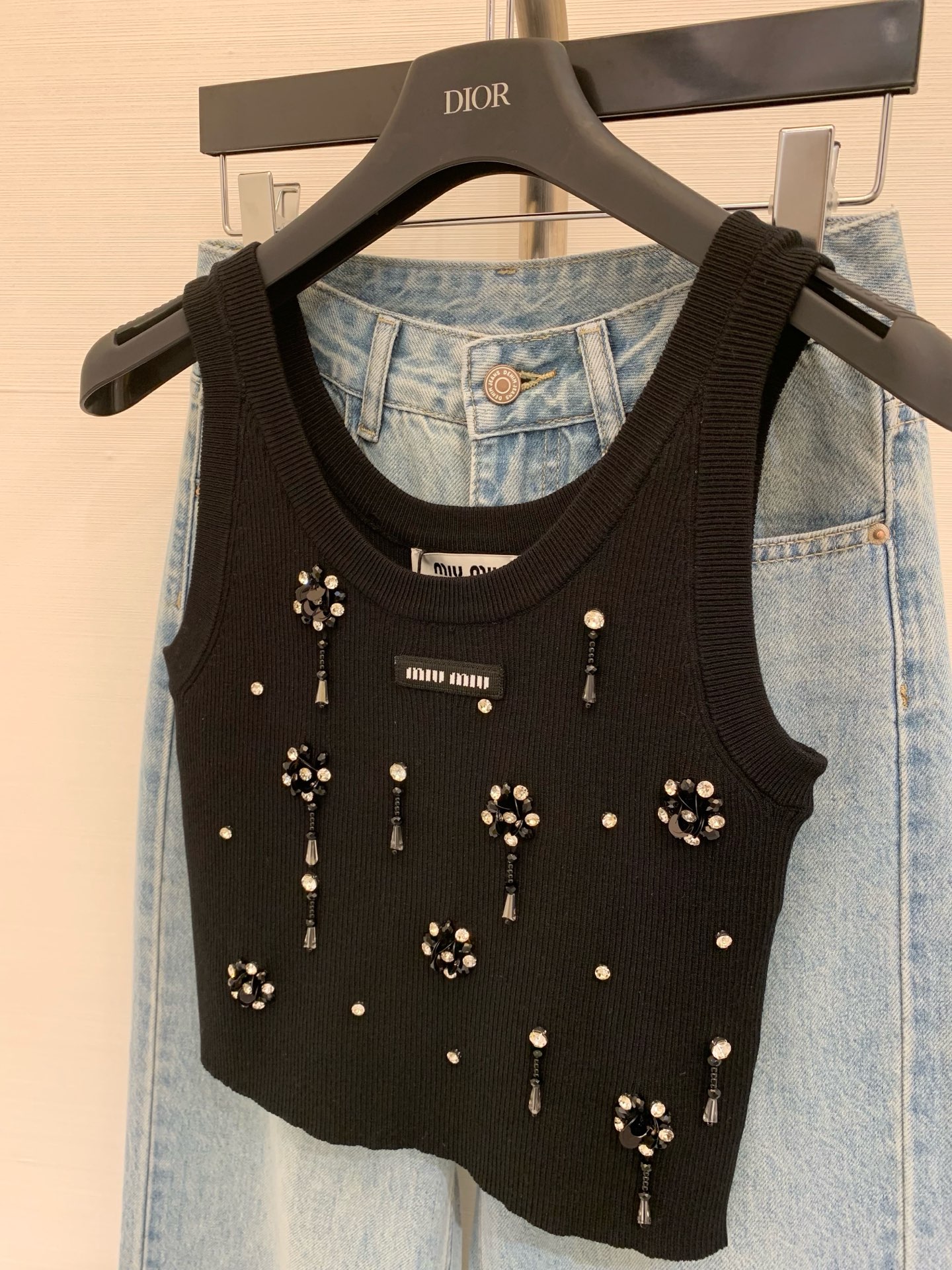 Miu Miu Rhinestone-Embellished Knit Top - Slim Fit, Versatile Style 4 i1745765596332 3191 0 2
