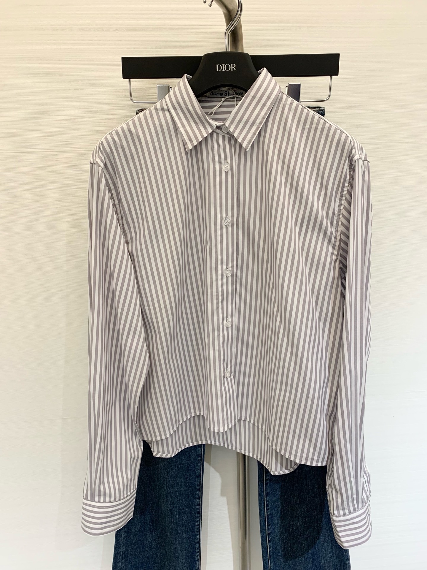 NO:331875,New summer style striped letter printed shirt Customized cotton fabric Old letter printed design behind high version code number, alexander wang19860909夏季新款 条纹字母印花衬衣 定制棉面料 背后做旧字母印花设计 高版本 码数,,alexander wang,Women's clothing