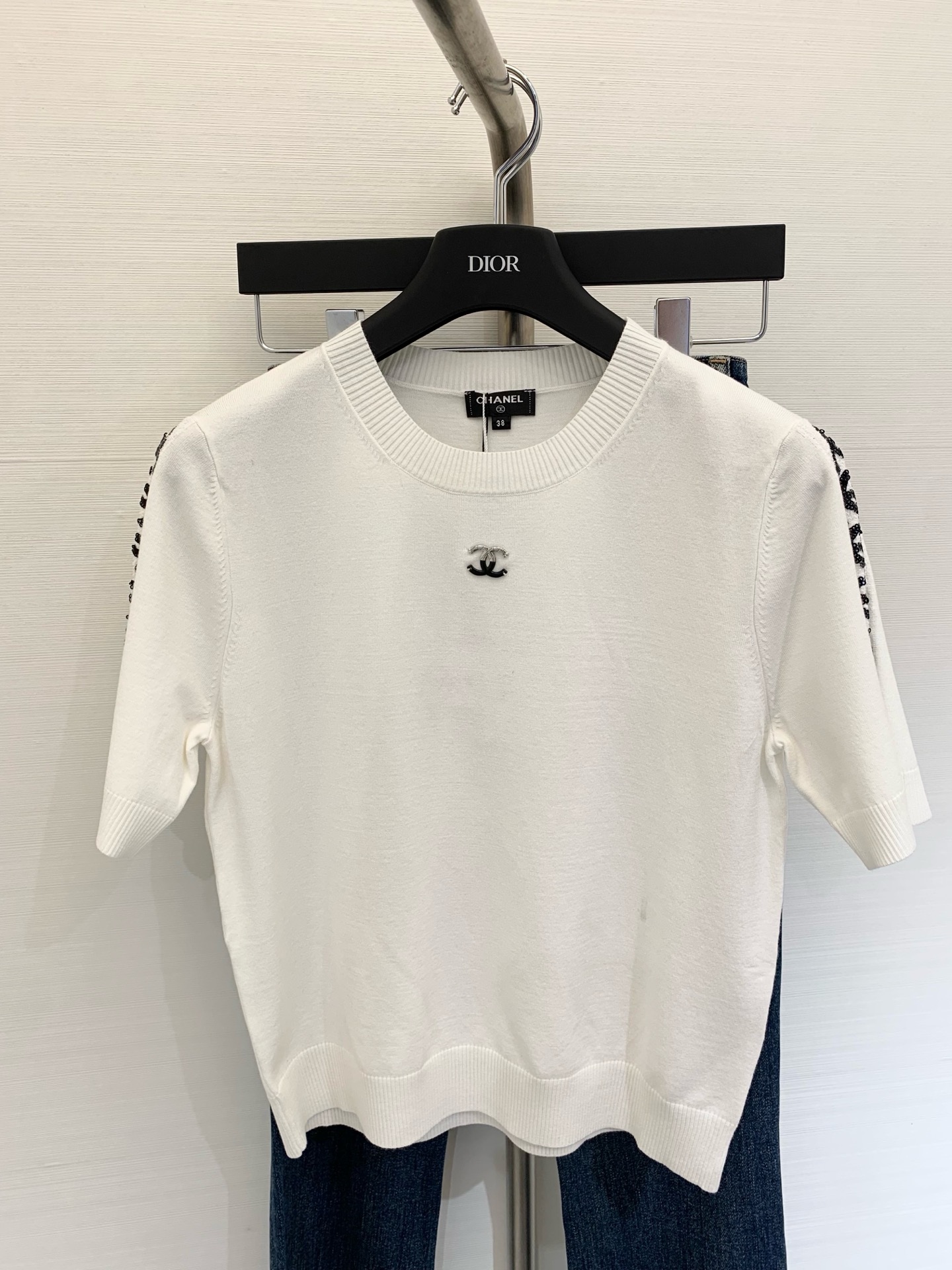 NO:411521,New style cuff beads pattern embellishment and decoration, slim and fashionable upper body color white blue pink code //,,alexander wang19860909新款 袖口珠片 图案点缀修饰 上身顯瘦時尚 颜色白色 蓝色 粉色 码数//,,alexander wang,Women's clothing