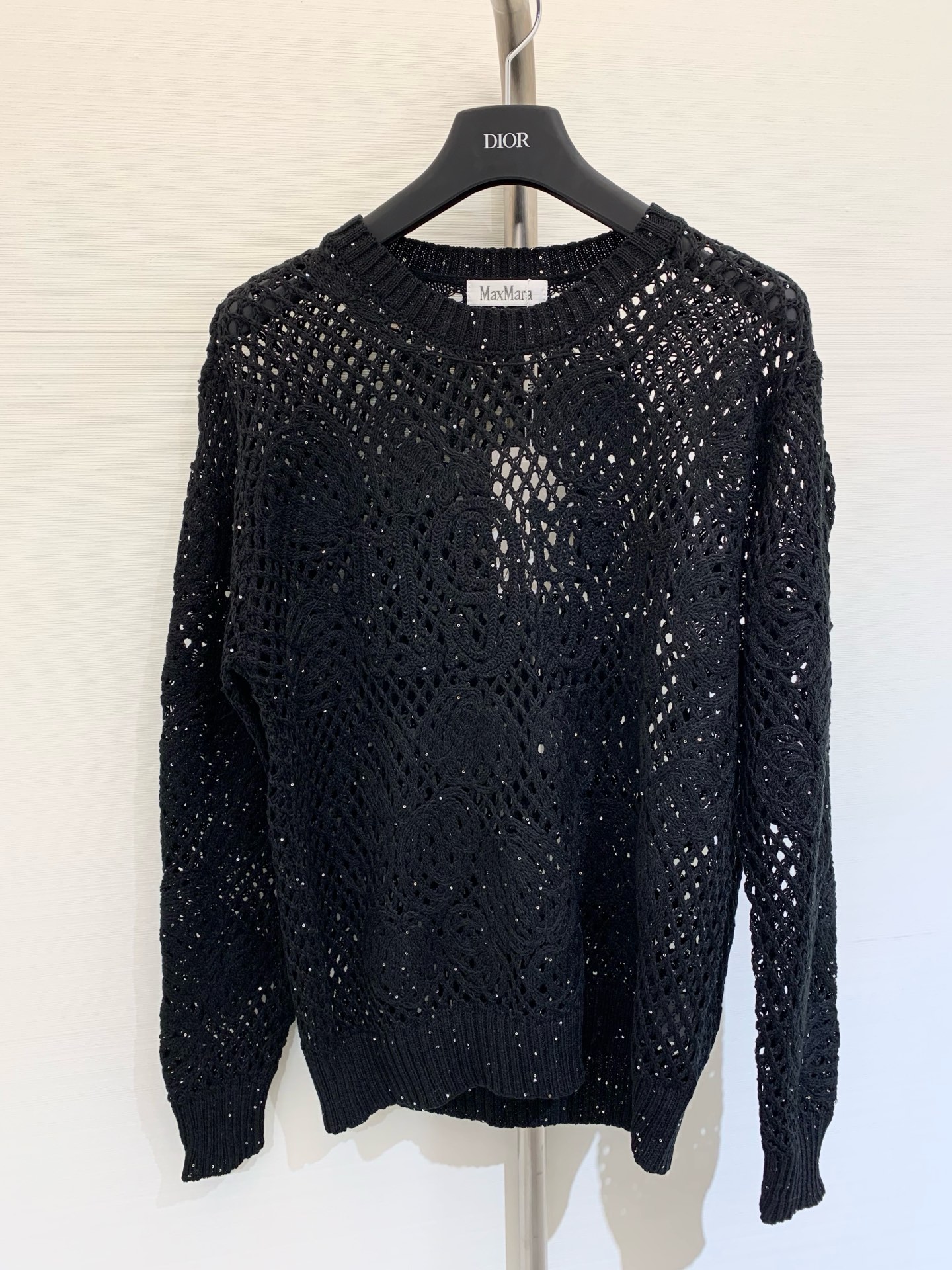 NO:452332,MaxMara 1951 jacquard logo hollow round neck knitted short sleeves embroidered digital design two-color sml, T-shirt, alexander wang19860909MaxMara 1951提花Logo镂空圆领针织短袖 绣花数字设计 两色sml,,T-shirt,alexander wang,Women's clothing