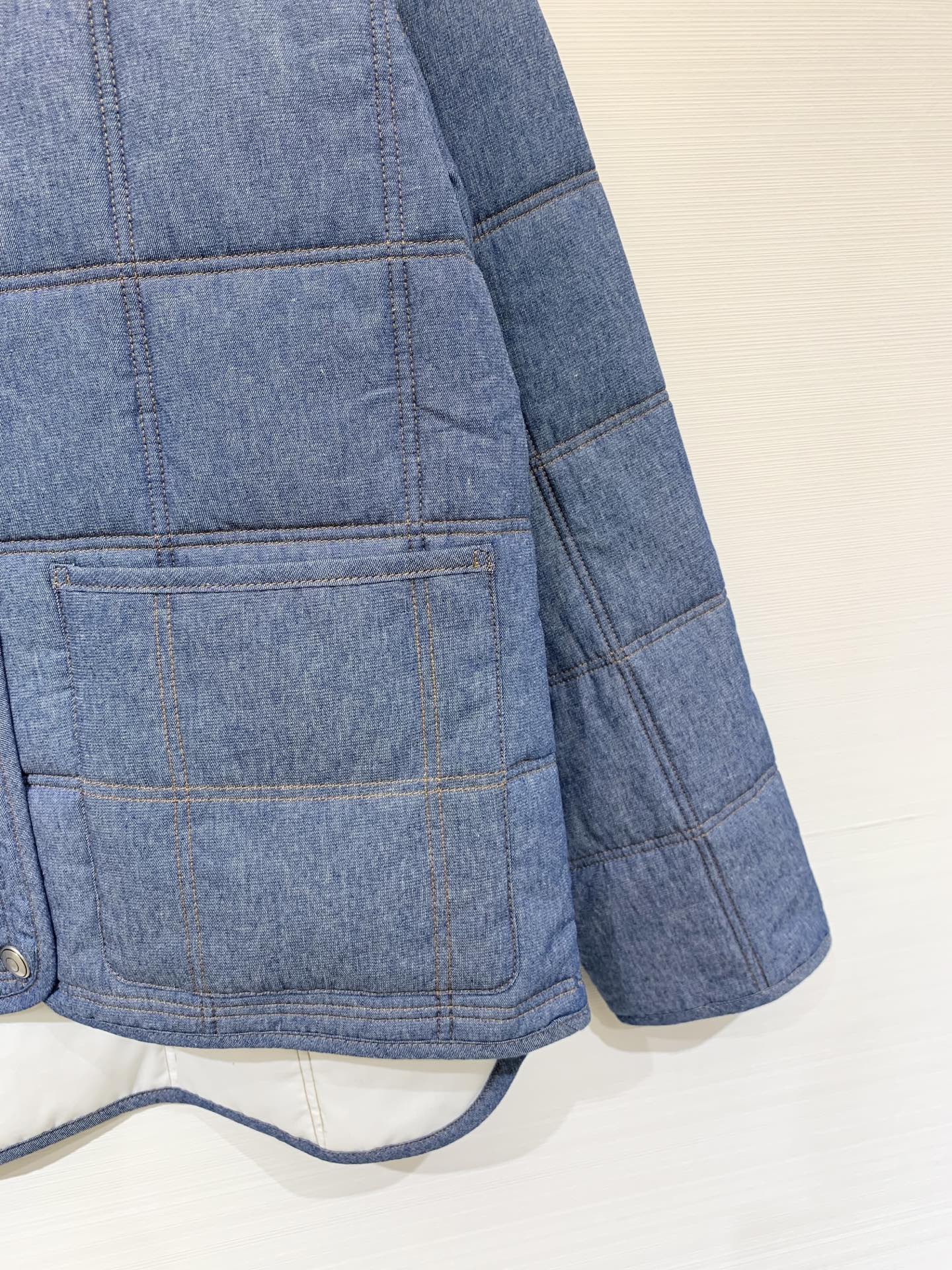 lp🆕💙 25秋冬新款 蓝色绗缝轻薄牛仔棉服 单宁系列小棉服 谁穿谁好看 yb定制100%棉水洗牛仔面料