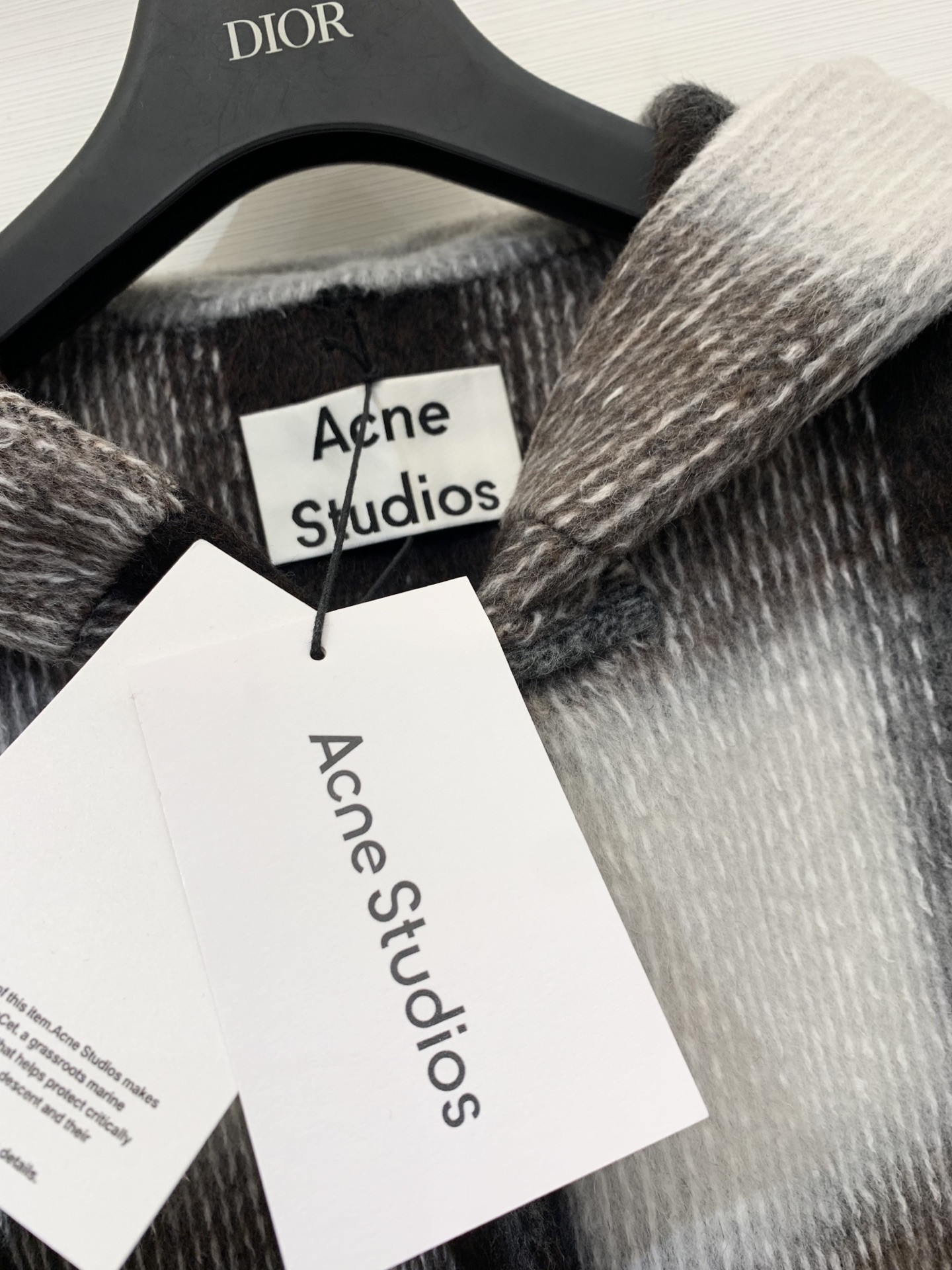 Acnestudios 2025早秋新款 一粒扣格纹连帽双面羊毛大衣 中长款的长度 yb定制羊毛桑蚕丝牦