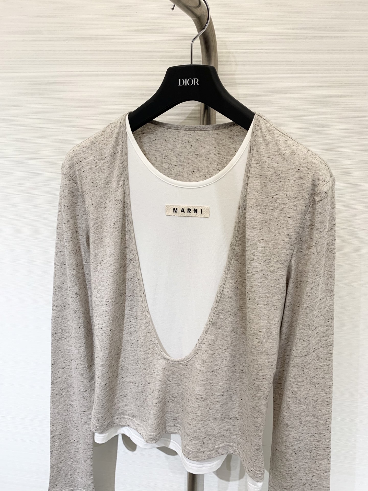 Marni 25秋冬新款 圆领拼接大领大U领短袖T恤 高级老钱风配色拼接 时髦风穿搭 假两件版型上身绝绝