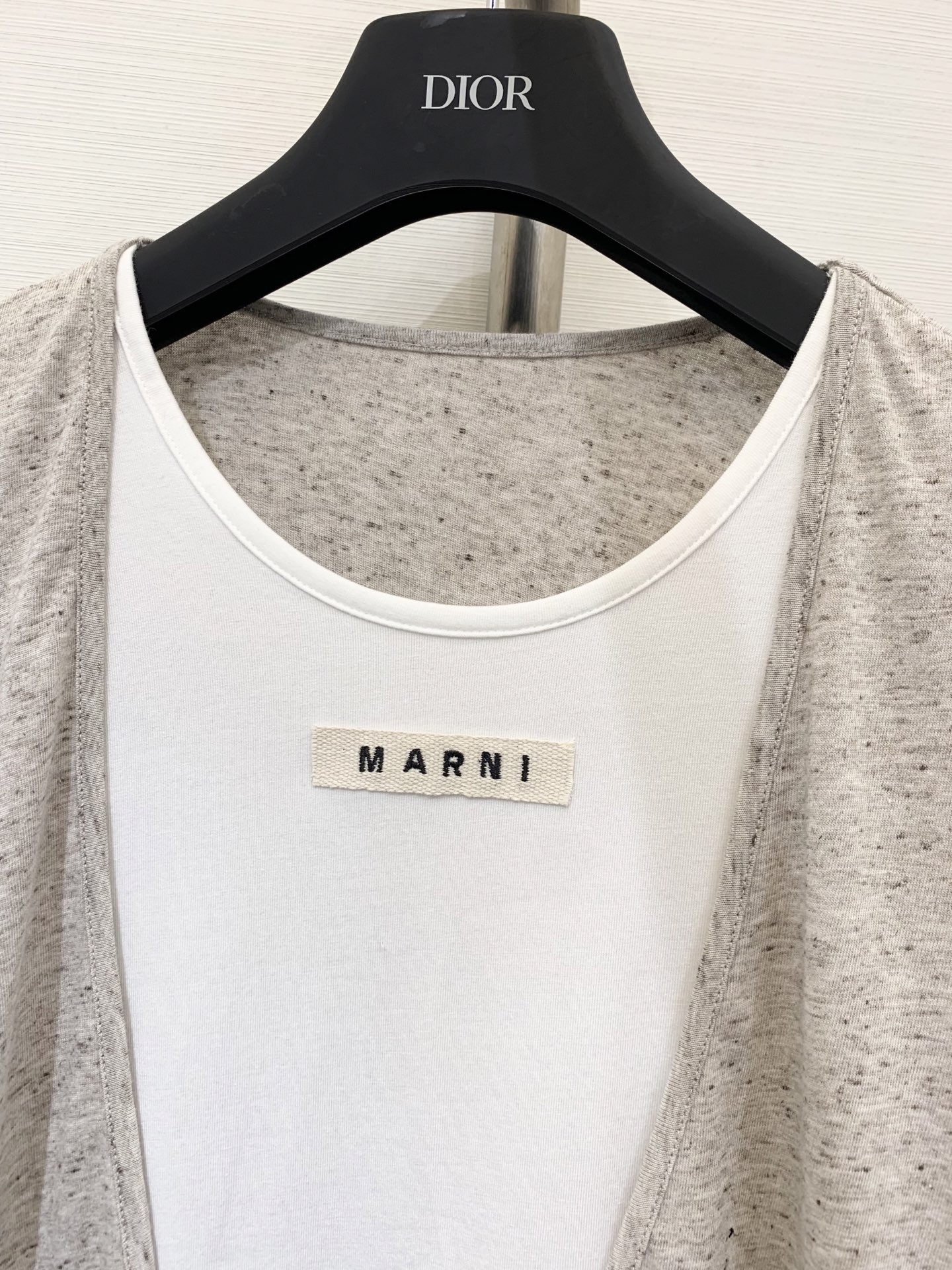 Marni 25秋冬新款 圆领拼接大领大U领短袖T恤 高级老钱风配色拼接 时髦风穿搭 假两件版型上身绝绝