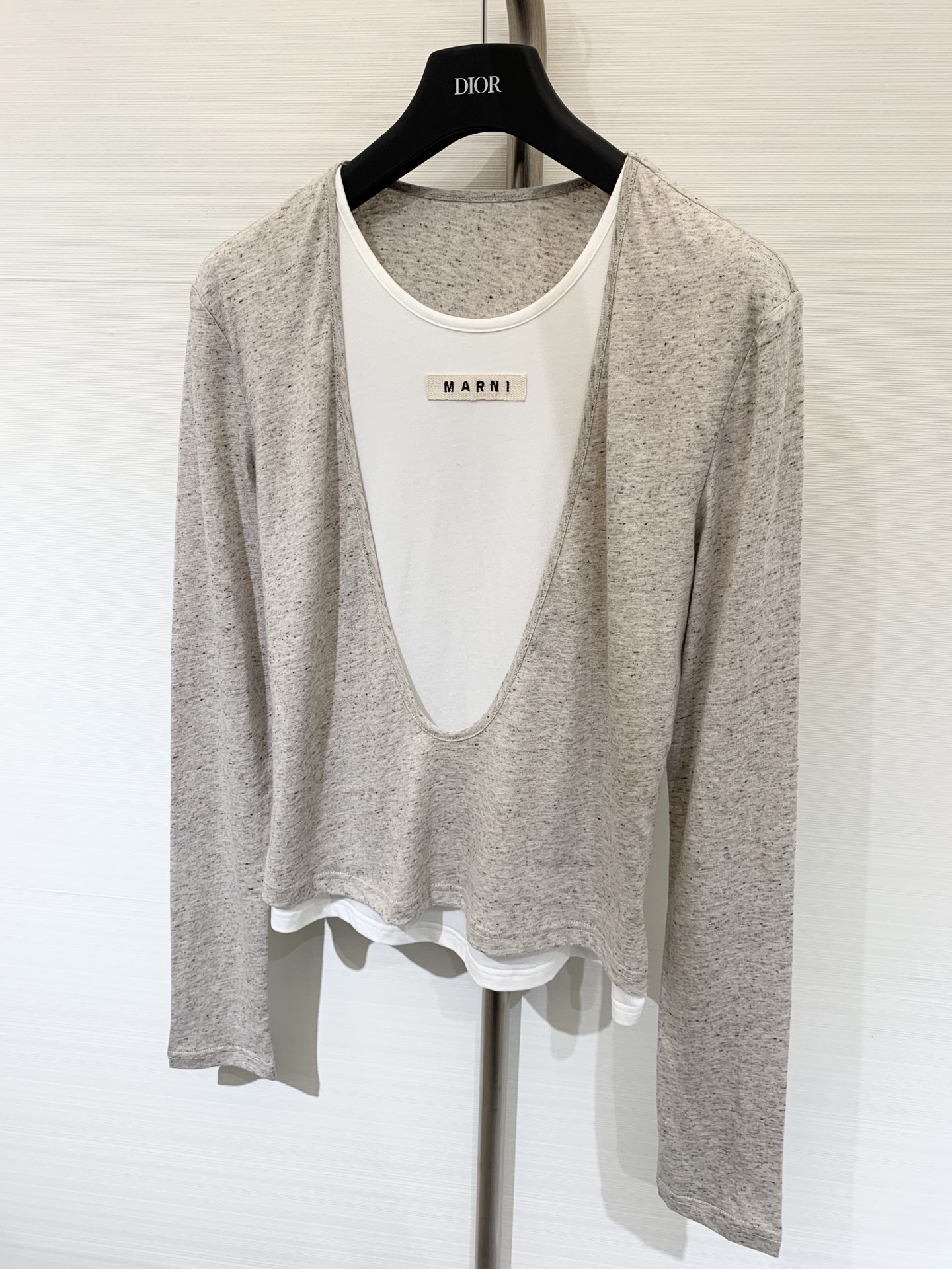 Marni 25秋冬新款 圆领拼接大领大U领短袖T恤 高级老钱风配色拼接 时髦风穿搭 假两件版型上身绝绝