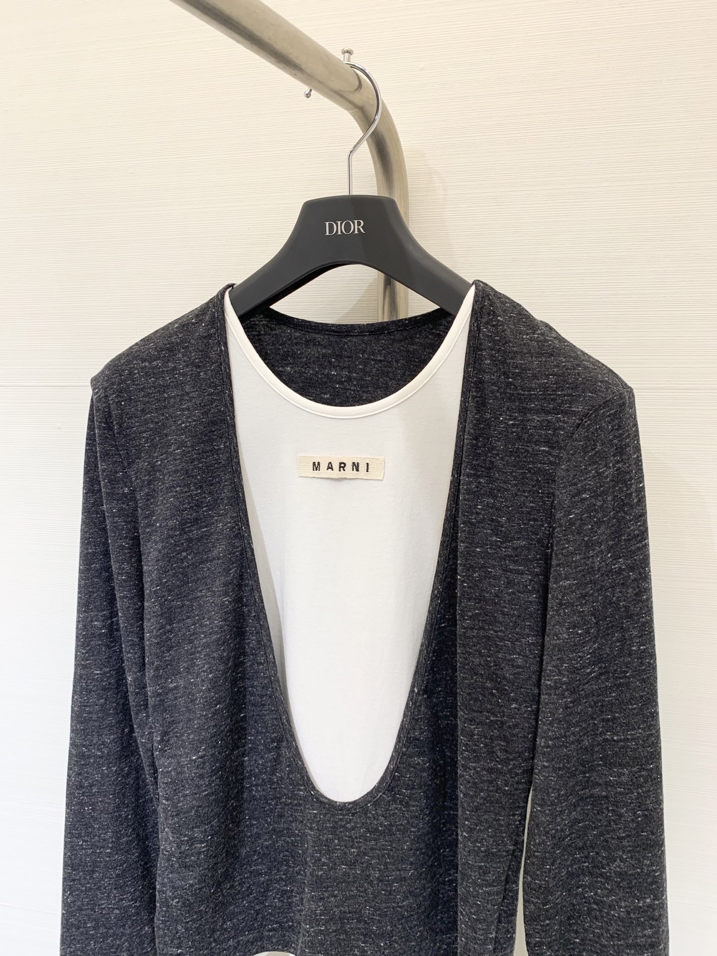 Marni 25秋冬新款 圆领拼接大领大U领短袖T恤 高级老钱风配色拼接 时髦风穿搭 假两件版型上身绝绝