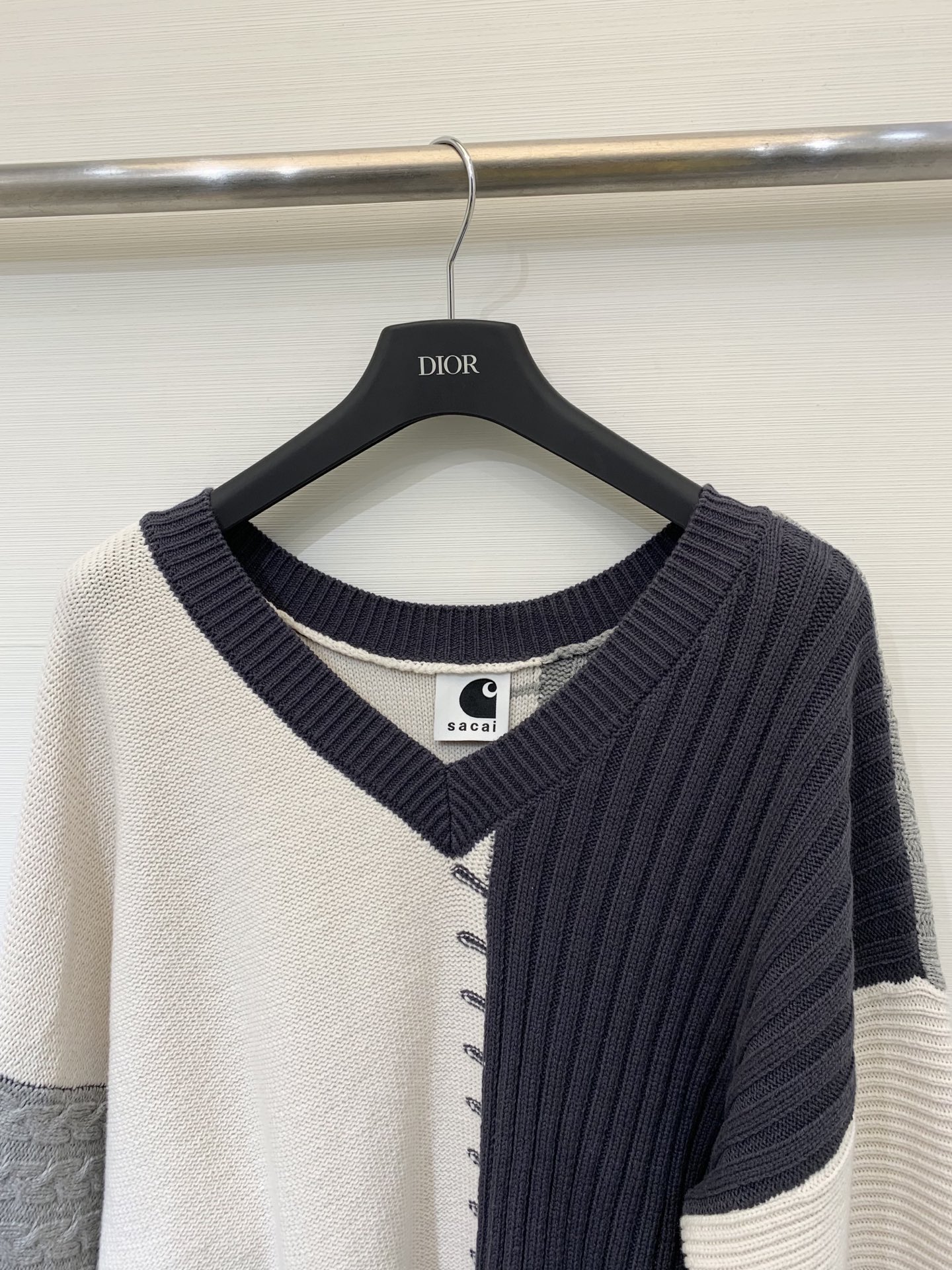 Sacai 25早秋新款 正反🉑穿拼接撞色针织羊毛长袖 多片撞色剪裁 超重工设计 时髦感超强 宽松大版型